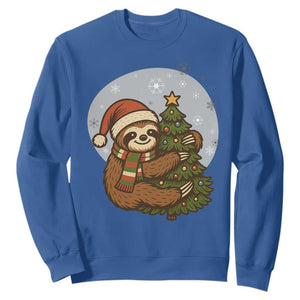 Funny Xmas Sweatshirt Slothin Around The Christmas Tree TS12 Royal Blue Print Your Wear