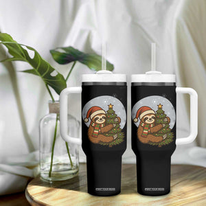 Funny Xmas Tumbler With Handle Slothin Around The Christmas Tree TS12 Print Your Wear