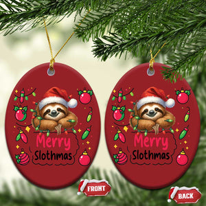 Funny Xmas Sloth Christmas Ornament Merry Slothmas TS12 Oval Red Print Your Wear
