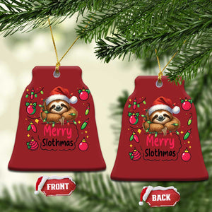 Funny Xmas Sloth Christmas Ornament Merry Slothmas TS12 Bell Flake Red Print Your Wear
