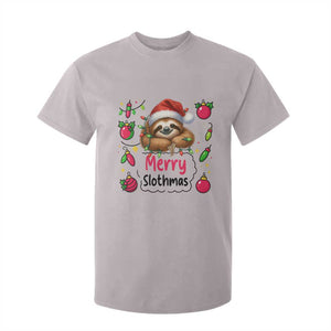 Funny Christmas Sloth T Shirt For Kid Merry Slothmas TS12 Ice Gray Print Your Wear