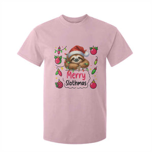 Funny Christmas Sloth T Shirt For Kid Merry Slothmas TS12 Light Pink Print Your Wear