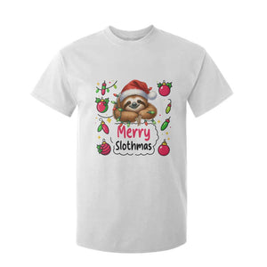 Funny Christmas Sloth T Shirt For Kid Merry Slothmas TS12 White Print Your Wear