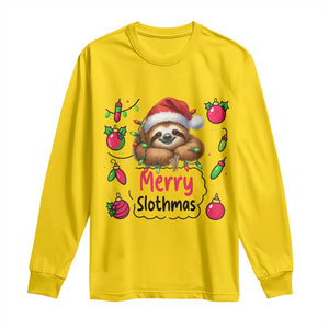 Funny Christmas Sloth Long Sleeve Shirt Merry Slothmas TS12 Daisy Print Your Wear