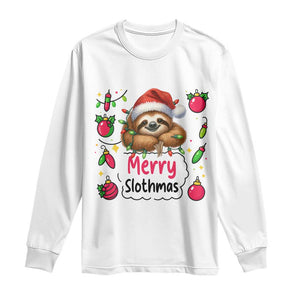 Funny Christmas Sloth Long Sleeve Shirt Merry Slothmas TS12 White Print Your Wear