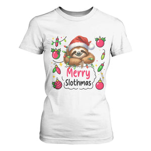 Funny Christmas Sloth T Shirt For Women Merry Slothmas TS12 White Print Your Wear