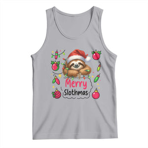 Funny Christmas Sloth Tank Top Merry Slothmas TS12 Athletic Heather Print Your Wear