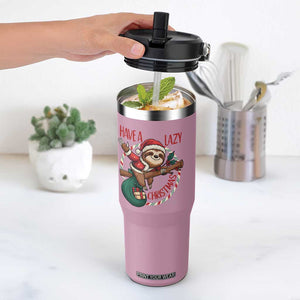 Have A Lazy Christmas Flip Straw Tumbler Cute Xmas Sloth TS12 One Size: 30 oz Light Pink Print Your Wear