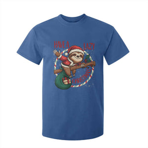 Have A Lazy Christmas T Shirt For Kid Cute Xmas Sloth TS12 Royal Blue Print Your Wear