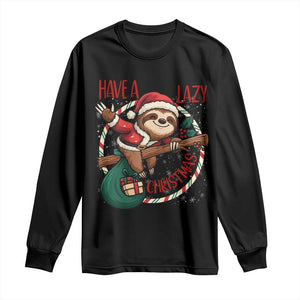 Have A Lazy Christmas Long Sleeve Shirt Cute Xmas Sloth TS12 Black Print Your Wear