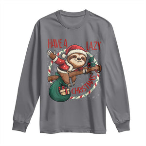Have A Lazy Christmas Long Sleeve Shirt Cute Xmas Sloth TS12 Charcoal Print Your Wear