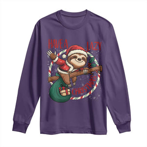 Have A Lazy Christmas Long Sleeve Shirt Cute Xmas Sloth TS12 Purple Print Your Wear