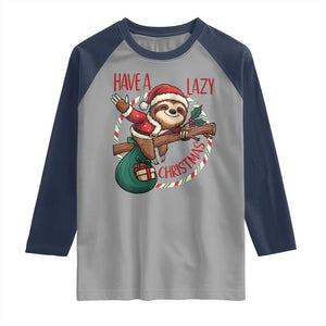 Have A Lazy Christmas Raglan Shirt Cute Xmas Sloth TS12 Sport Gray Navy Print Your Wear