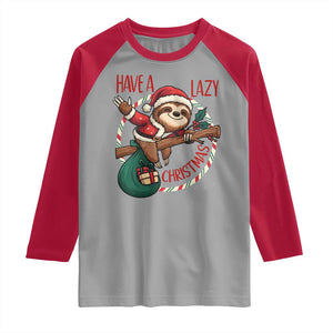 Have A Lazy Christmas Raglan Shirt Cute Xmas Sloth TS12 Sport Gray Red Print Your Wear