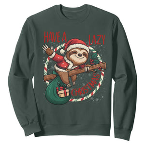 Have A Lazy Christmas Sweatshirt Cute Xmas Sloth TS12 Dark Forest Green Print Your Wear