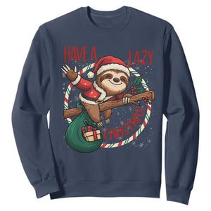 Have A Lazy Christmas Sweatshirt Cute Xmas Sloth TS12 Navy Print Your Wear
