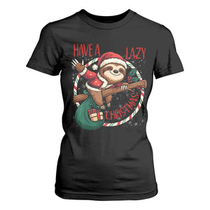 Have A Lazy Christmas T Shirt For Women Cute Xmas Sloth TS12 Black Print Your Wear