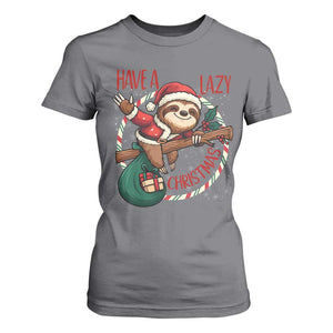 Have A Lazy Christmas T Shirt For Women Cute Xmas Sloth TS12 Charcoal Print Your Wear