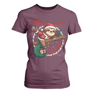 Have A Lazy Christmas T Shirt For Women Cute Xmas Sloth TS12 Maroon Print Your Wear