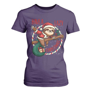 Have A Lazy Christmas T Shirt For Women Cute Xmas Sloth TS12 Purple Print Your Wear