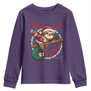 Have A Lazy Christmas Youth Sweatshirt Cute Xmas Sloth TS12 Purple Print Your Wear