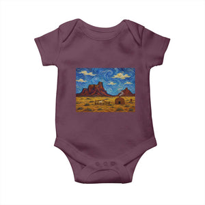 Starry Night Desert Monument Valley Baby Onesie Hogan Home Oil Painting Graphic