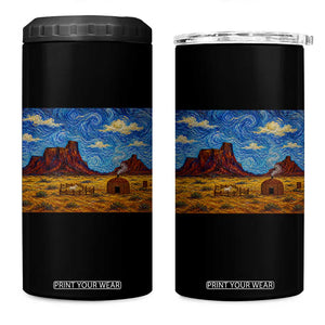 Starry Night Desert Monument Valley 4 in 1 Can Cooler Tumbler Hogan Home Oil Painting Graphic