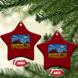 Starry Night Desert Monument Valley Ceramic Ornament Hogan Home Oil Painting Graphic