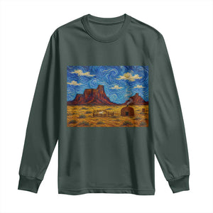 Starry Night Desert Monument Valley Long Sleeve Shirt Hogan Home Oil Painting Graphic