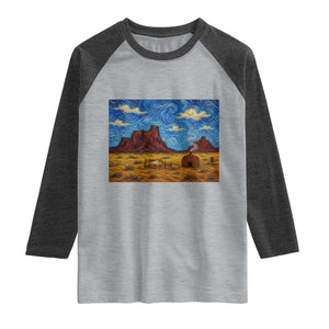 Starry Night Desert Monument Valley Raglan Shirt Hogan Home Oil Painting Graphic