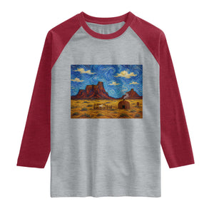 Starry Night Desert Monument Valley Raglan Shirt Hogan Home Oil Painting Graphic