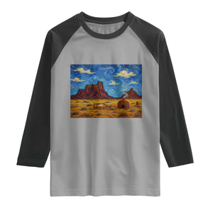 Starry Night Desert Monument Valley Raglan Shirt Hogan Home Oil Painting Graphic