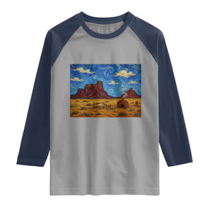 Starry Night Desert Monument Valley Raglan Shirt Hogan Home Oil Painting Graphic