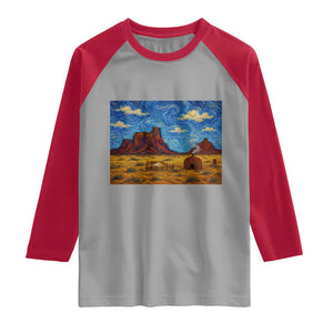 Starry Night Desert Monument Valley Raglan Shirt Hogan Home Oil Painting Graphic