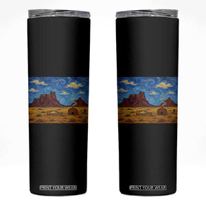 Starry Night Desert Monument Valley Skinny Tumbler Hogan Home Oil Painting Graphic