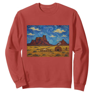 Starry Night Desert Monument Valley Sweatshirt Hogan Home Oil Painting Graphic