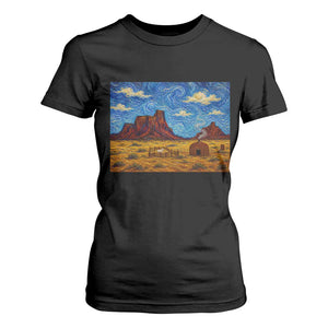 Starry Night Desert Monument Valley T Shirt For Women Hogan Home Oil Painting Graphic