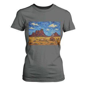 Starry Night Desert Monument Valley T Shirt For Women Hogan Home Oil Painting Graphic
