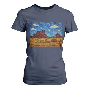 Starry Night Desert Monument Valley T Shirt For Women Hogan Home Oil Painting Graphic