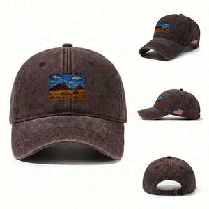 Starry Night Desert Monument Valley Washed Cotton Baseball Cap Hogan Home Oil Painting Graphic