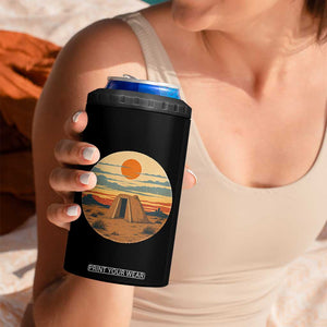 Vintage Monument Valley Landscape 4 in 1 Can Cooler Tumbler Desert Hogan Home Art