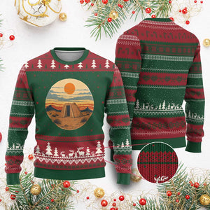 Vintage Monument Valley Landscape Ugly Christmas Sweater Desert Hogan Home Art