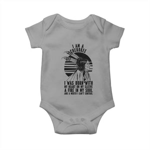 Native American Heritage Pride Gift Baby Onesie I Am A Cherokee Born With Heart On My Sleeve