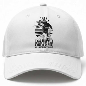 Native American Heritage Pride Gift Baseball Cap I Am A Cherokee Born With Heart On My Sleeve