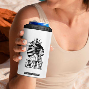 Native American Heritage Pride Gift 4 in 1 Can Cooler Tumbler I Am A Cherokee Born With Heart On My Sleeve