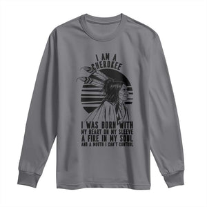 Native American Heritage Pride Gift Long Sleeve Shirt I Am A Cherokee Born With Heart On My Sleeve
