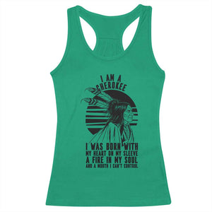 Native American Heritage Pride Gift Racerback Tank Top I Am A Cherokee Born With Heart On My Sleeve