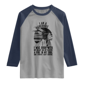 Native American Heritage Pride Gift Raglan Shirt I Am A Cherokee Born With Heart On My Sleeve