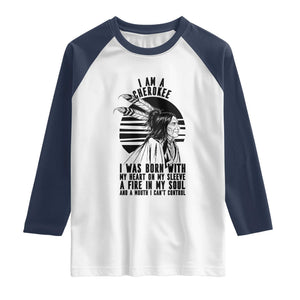 Native American Heritage Pride Gift Raglan Shirt I Am A Cherokee Born With Heart On My Sleeve