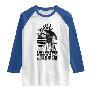 Native American Heritage Pride Gift Raglan Shirt I Am A Cherokee Born With Heart On My Sleeve
